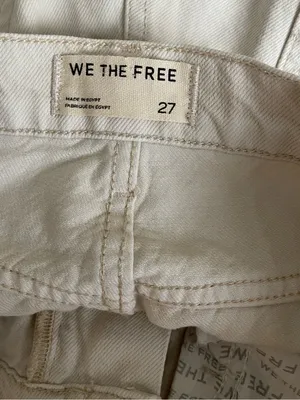 We The Free Off White Baggy High Rise Wide Leg Cuffed Jeans Size 27 thumbnail 3
