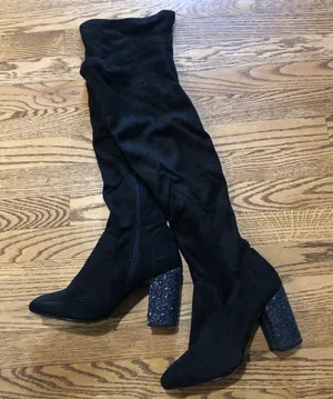 Mix No. 6 Huven Boots Tall Glitter Heel Black thumbnail 1