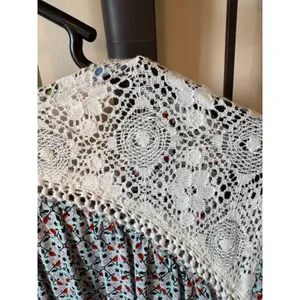 Umgee Boho Floral Crochet Lace Tunic Dress Long Sleeve Tassel Pockets Size M thumbnail 7