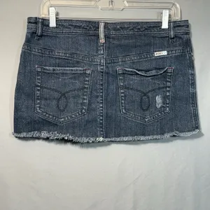 ROXY Denim Jean Mini‎ Skirt Low Rise Button Fly Surfer Beach Y2K Size 7 Sk8r thumbnail 4