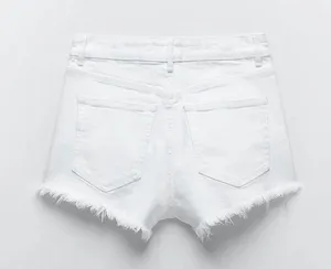 ZARA White Denim Shorts thumbnail 3