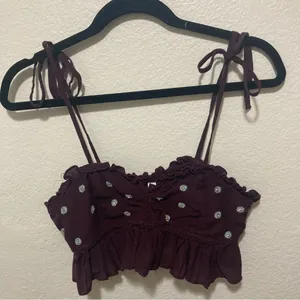 Intimately Free People On A Star Cropped Ruffle Hem Cami Size Medium Plum Purple thumbnail 2