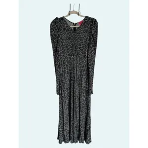 Kate Spade Long Puff Sleeve Maxi Dress Size 4 purple abstract pattern V neck thumbnail 5