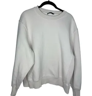 Zara Cream Crewneck Sweatshirt Women's Size Small Mock Neck Ribbed Pullover thumbnail 1