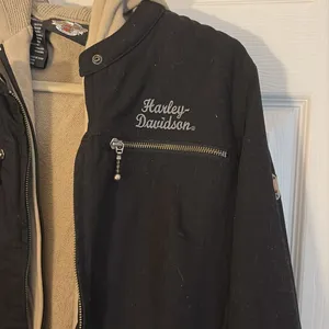 HARLEY DAVIDSON Black Zip Up Detachable Vest Size Large Motorcycle Jacket thumbnail 2