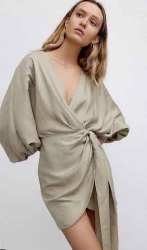 Significant Other Kenna Wrap Mini Dress Size US 2 Tan thumbnail 1