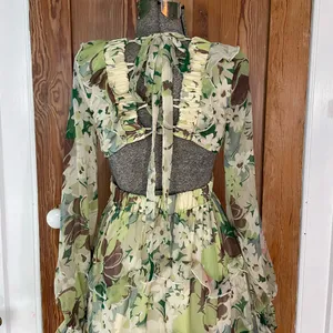 NWT ASOS DESIGN Tiered Ruffle Floral Strappy Lace Up Back Midi Dress ~ 6💛 thumbnail 10