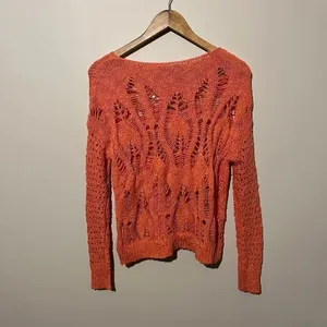 American Eagle Outfitters Coral Open-Knit Sweater NWT XS Coastal Cowgirl Beach B thumbnail 2