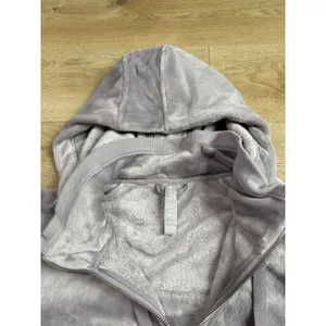 EUC ATHLETA Jacket Womens Gray Velour Triumph Double Cozy Gray Hoodie size M thumbnail 8