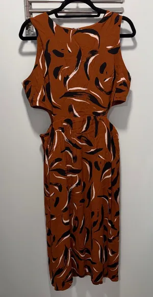 Corey Lynn Calter Size L Rust Brown Abstract Cutout Sleeveless Midi Dress thumbnail 1