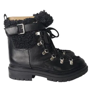 Circus by Sam Edelman Combat Boots Womens 7 Black Faux Leather Shearling Gretchen thumbnail 2