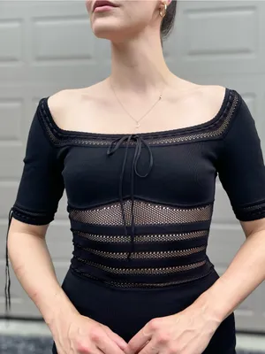 House of CB Mila Black Stretch Knit Bodycon Midi Cocktail Dress Small thumbnail 4