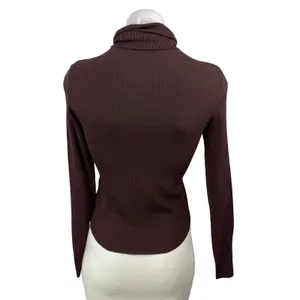 Zara Women's Brown Long Sleeve Turtleneck Ribbed Knit Slim Sweater Top Size M thumbnail 4
