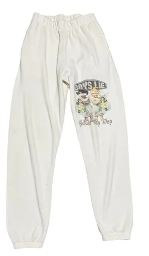 Boys Lie "Let Love Guide My Way" White Waffle Knit Sweatpants, size S thumbnail 1