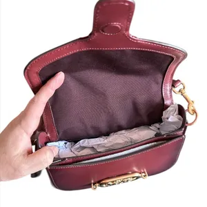 Coach Elle Saddle Bag with Signature Chain Print Style #F38111 in Burgundy Red thumbnail 7
