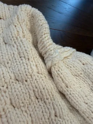 aerie Cream Textured Knit Crewneck Sweater Size Small - C1-347 thumbnail 10