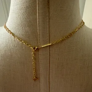 Kendra Scott Aria Inline multi Strand Gold Necklace with Iridescent Pendant thumbnail 4