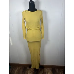Free People Beach Last Minute Midi Dress In Yellow M Ribbed Multi Wear Options thumbnail 4