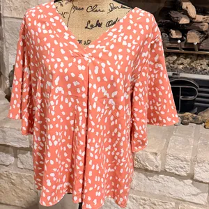 JODIFL Coral and White Patterned Blouse thumbnail 2