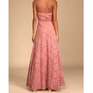 NEW Lulus Garden of Romance Rusty Rose Burnout Floral Strapless Maxi Dress Small thumbnail 4