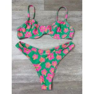 Kulani Kinis Melon Sorbet Bikini Size 2XL Ditzy Underwire Bra Y Cheeky Bottom thumbnail 2