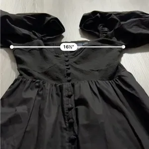 Anthropologie Maeve Puff Sleeve Smocked Button Front Black Mini Dress Size L NWT thumbnail 9