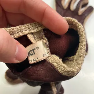 Aigner Vintage Driving Gloves Brown Leather Crochet Made in Italy Size 6.5 /XS/S thumbnail 2