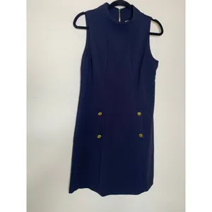NWT Harper Rose Navy Blue Shift Dress Mod 60s Style Front Gold Buttons Sz 8 thumbnail 7