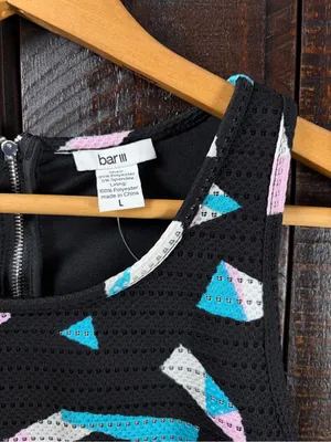 Bar III Lasercut Black Geo Print Cropped Tank Top Large thumbnail 3