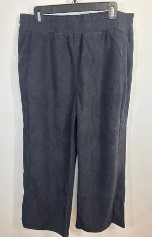 Halara Black Corduroy Wide Leg Pants XL Petite Elastic‎ Waist Pockets thumbnail 1