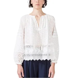 ULLA JOHNSON Cara Eyelet Blouse blanc Sz 4‎ thumbnail 4