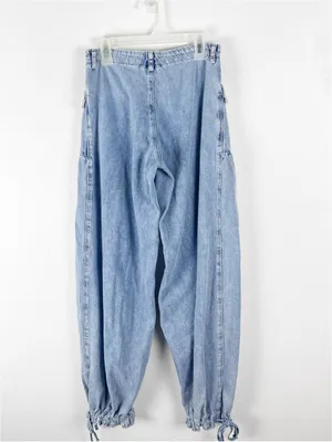 FREE PEOPLE Lotus Balloon Cuffed Hem Denim Blue Jeans Size 24 Boho Whimsical thumbnail 2