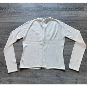 Vintage Free People Snap Cardigan Cream Sz Large Beaded Embellishments Rare Find thumbnail 2