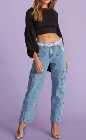 Princess Polly The Stacey Jeans Denim Beige Cargo thumbnail 3