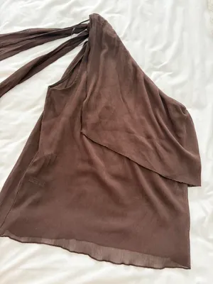 Zara One Shoulder Brown Blouse thumbnail 3