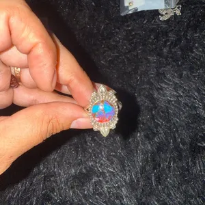 Elegant Silver and Blue Opal Ring thumbnail 1