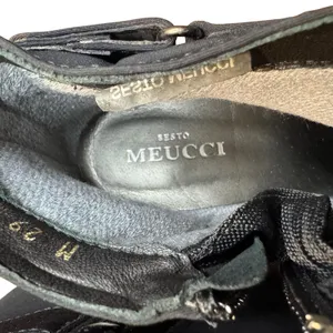 Sesto Meucci Booties Womens‎ Size 8 Black Synthetic Wedge Ankle Zip Strap Casual thumbnail 5