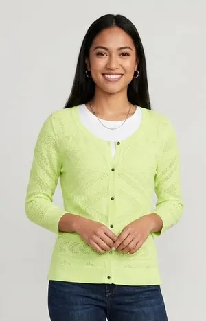 AMERICAN EAGLE | Neon Green Lightweight Button Cardigan Sweater Sz M thumbnail 1