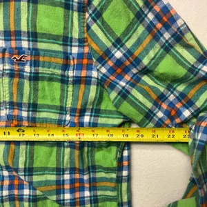 Hollister Shirt Twill Flannel Plaid Men's classic Button Up Long Sleeve Y2K thumbnail 3
