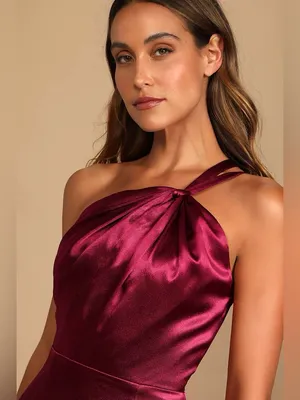 Lulus Devotion to Love Wine Satin One-Shoulder Maxi Dress small thumbnail 7