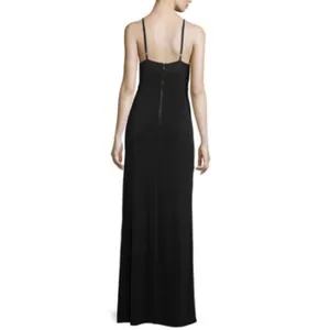 ALICE + OLIVIA Plunging Neckline Maxi Dress Black Size 4 thumbnail 2
