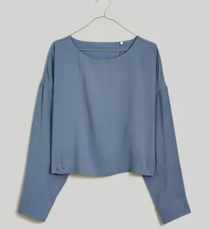 Madewell Relaxed Tulip-Back Top in Sunfaded Indigo Size Large EUC thumbnail 6