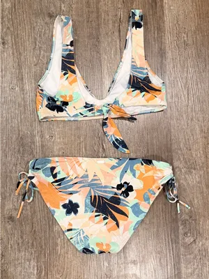 Roxy Floral Bikini Bottoms in Peach, Mint & Navy thumbnail 6