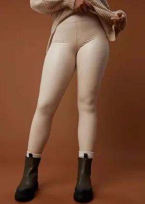 NEW Offline By Aerie Sandalwood Real Luxe Faux Leather Hi-Rise Leggings Large thumbnail 1