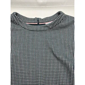 Boden size 16 boat neck Classic green white teal Houndstooth Shift Dress thumbnail 4