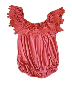Red crochet top knit boho thumbnail 2