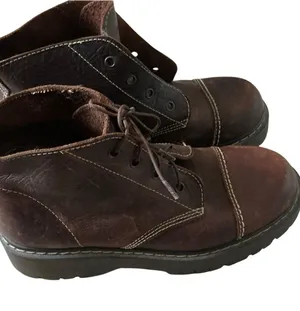 Vtg Beaver creek unisex brown leather chunky biker boots lace up sz 7 thumbnail 1