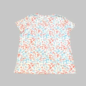Leopard Print White, Orange, and Blue Shirt with Sequin Glitter Pocket thumbnail 6