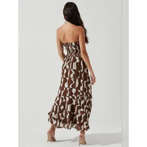 NWT Astr The Label Brown Mariella Halter Maxi Dress Size XS thumbnail 5
