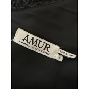 AMUR Esmeralda Black One-Shoulder Shimmer‎ Formal Gown Dress Size 2 thumbnail 5